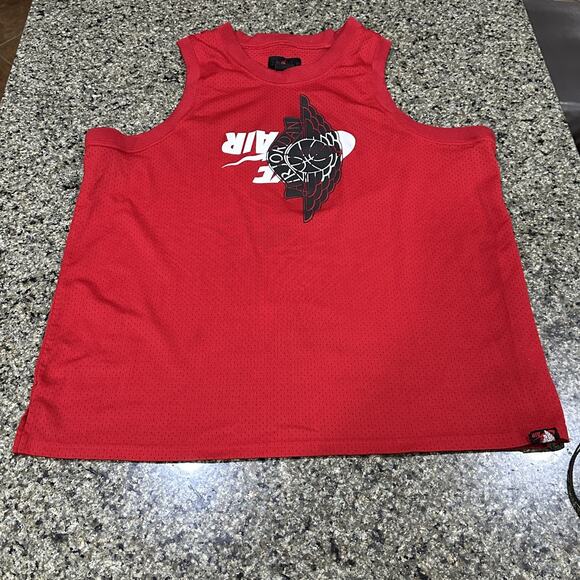 Jordan Air Nike Basketball Jersey Tank Shirt 2XL Red Mesh Mens Wings Logo Retro - Picture 1 of 8